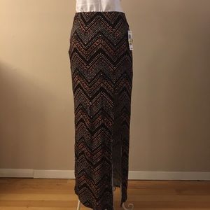 Tribal Print stretch knit maxi skirt